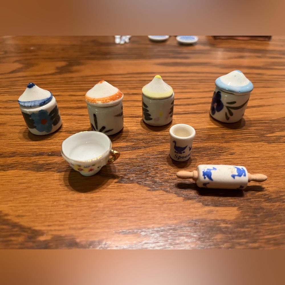 Vintage Miniature Dollhouse Ceramic Kitchen Canister lot